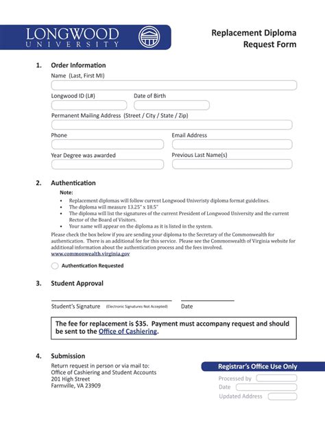 Fillable Online Replacement Diploma Request Form PDF Fax Email Print