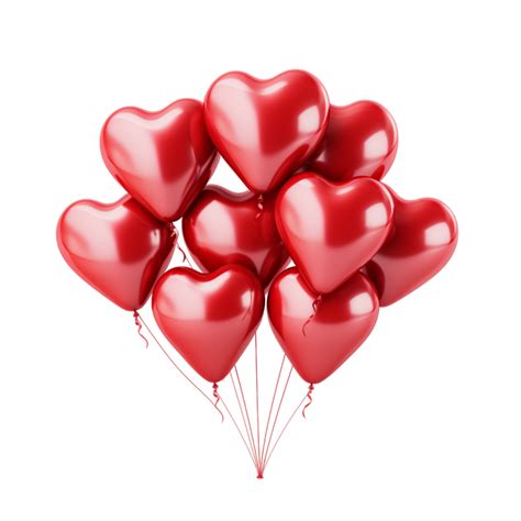 Balloon Set Bunch Of Red Color Heart Shaped Foil Balloons Ai Generative