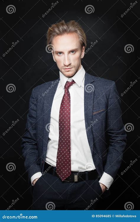 Businessman In Suit On Black Background Young Man Stock Image Image