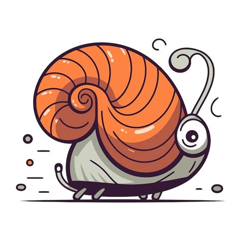 Ilustração vetorial de caracol de desenho animado isolada em fundo