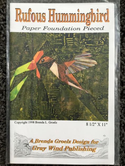 Rofous Hummingbird Paper Pieced Quilt Block Sewing By Vntgfindz Paper