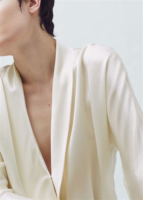 Lyst Mango Wrapped Silk Blouse In Natural