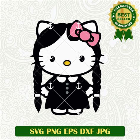 Hello Kitty Wednesday Addams Svg Wednesday Addams Svg Png Lightberty