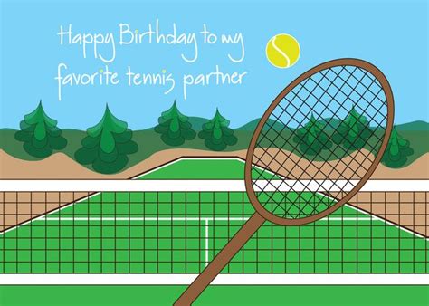 Happy Birthday To Favorite Tennis Partner Tennis Racquet And Ball Card