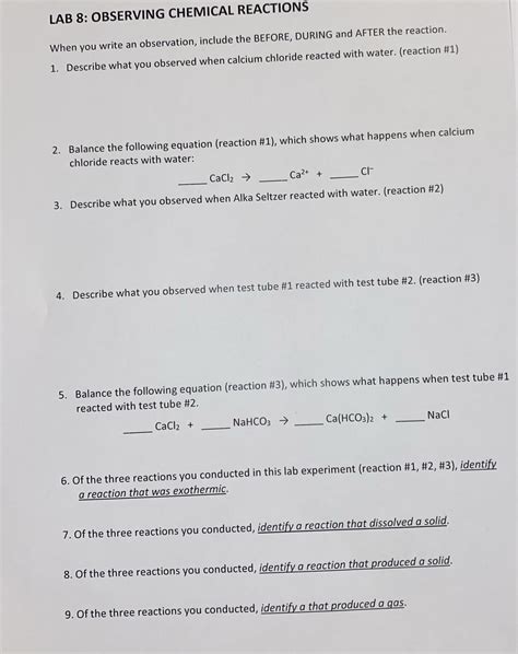 [solved] Lab 8 Observing Chemical Reactions When You Write An Observation Course Hero