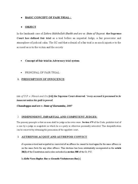 Basic Concept Of Fair Trial Pdf Right To A Fair Trial Sixth Amendment To The United States