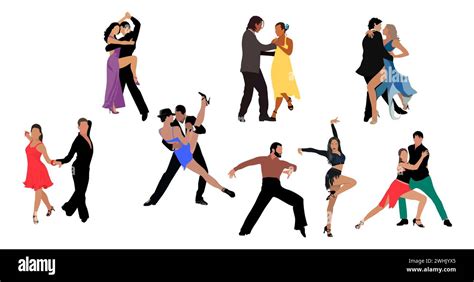 Couple Dancer Bachata Salsa Tango Latina Dance Stock Vector Image