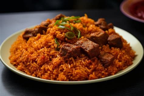 Jollof Rice With Spicy Goat Meat Yummy Delicious Jollof Rice Food