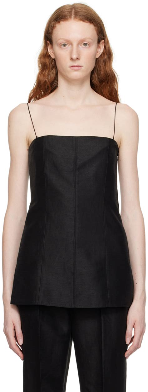 Black Slit Camisole By Helmut Lang On Sale