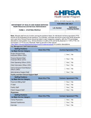 Fillable Online Bphc Hrsa Lal Form Staffing Profile Bphc Hrsa Fax