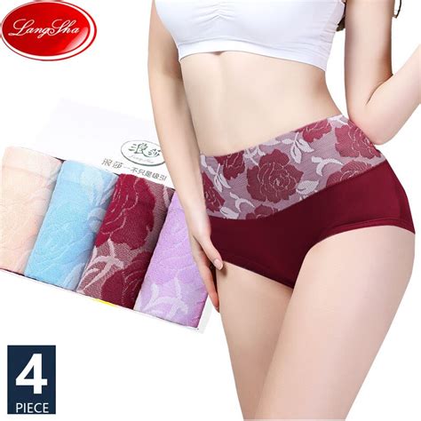 Langsha Bragas De Cintura Alta Para Mujer Ropa Interior De Algod N Con