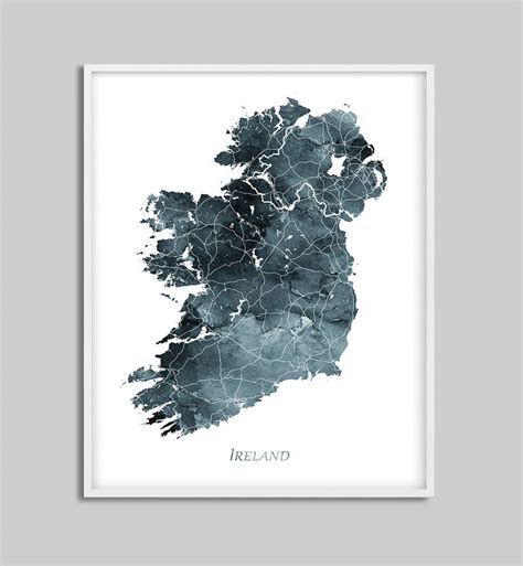 Ireland Map Print Ireland Watercolor Map Poster Ireland Map Etsy