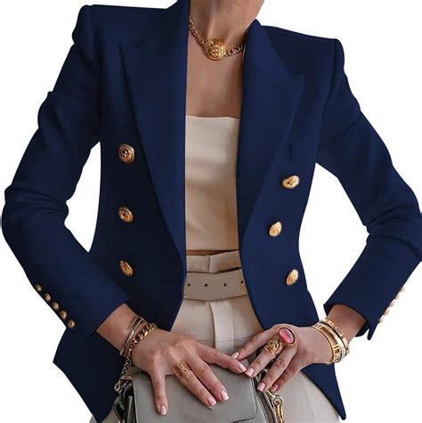 Puimentiua Blazer Formal Solapa Para Mujer Chaqueta De Traje Jacket