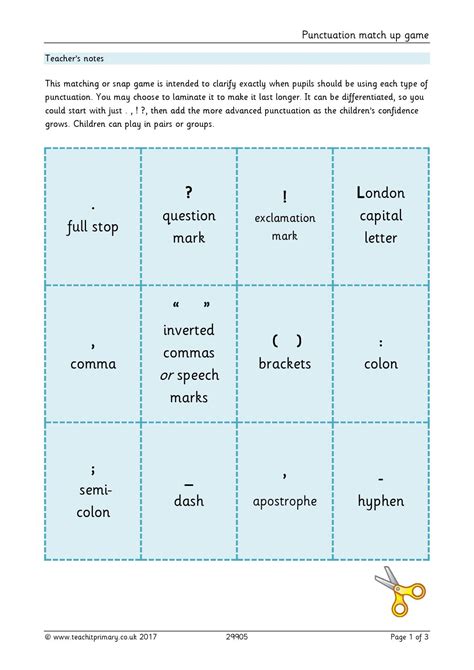 Punctuation Match Up Game Punctuation Ks2 Teachit