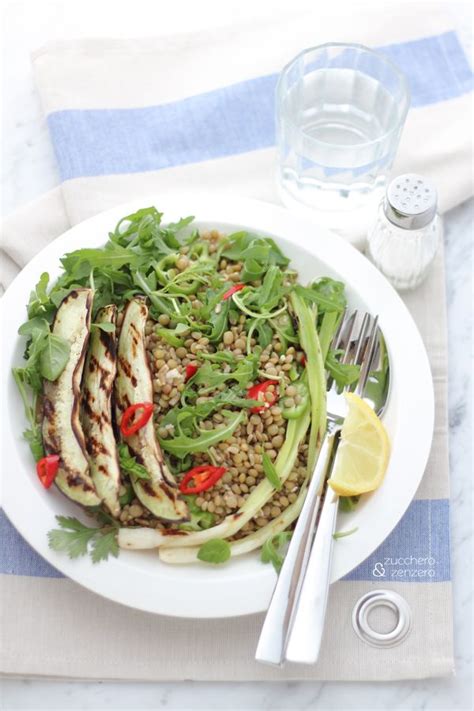 Insalata Di Lenticchie Avena E Melanzane Grigliate