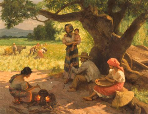 Farmers working and resting, 1955, by Fernando Amorsolo (Filipino, 1892 ...