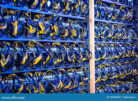 Bitcoin Cryptocurrency Mining Farm Stock Image Image Of Farming