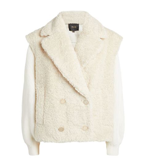 Womens Maje Neutral Faux Shearling Knitted Jacket Harrods Countrycode