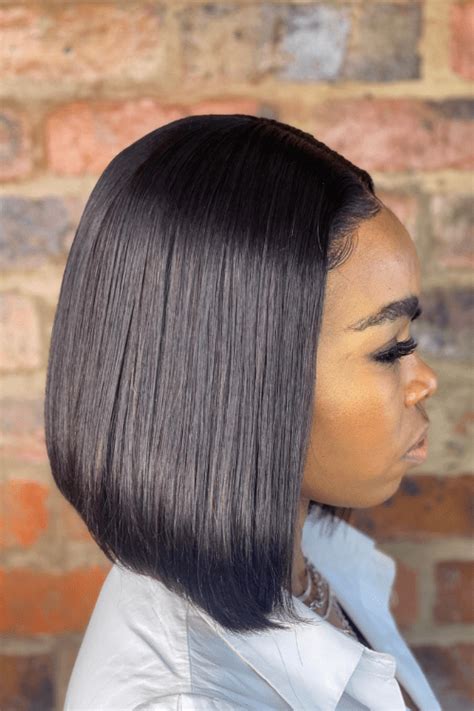 Brazilian Hair Bob Straight 10inch Full Frontal Lace Wig Natural Black Lolasilk