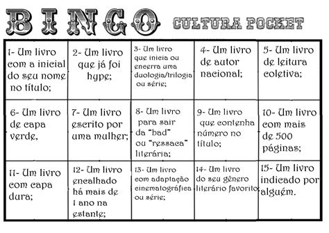 Cultura Pocket Bingo Liter Rio Cultura Pocket