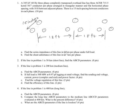 Solved A Kv Hz Three Phase Completely Transposed Chegg