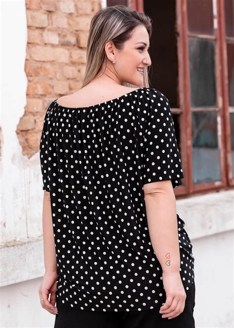 Blusa Plus Size Feminina Ciganinha Estampada Estilo Próprio Moda