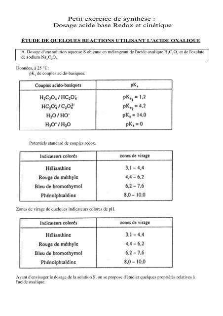 Pdf Dosage Permanganate De Potassium Par Acide Oxalique Pdf T L Charger