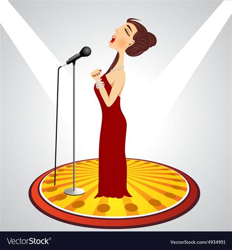 Cartoon female singer with microphone Royalty Free Vector