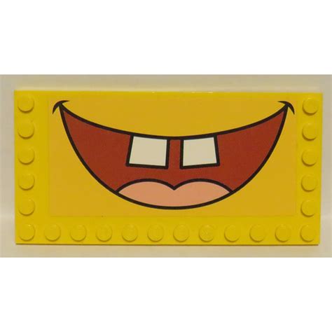 Lego Tile X With Studs On Edges With Spongebob Squarepants Open