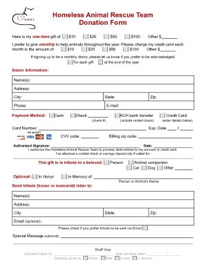 Fillable Online Hart Donation Form Fax Email Print Pdffiller