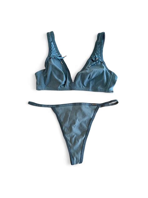 Dior Blue Denim Bikini Etsy