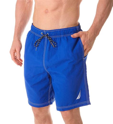 Nautica Mens Solid Quick Dry Classic Logo Swim Trunk Nautical Fashions