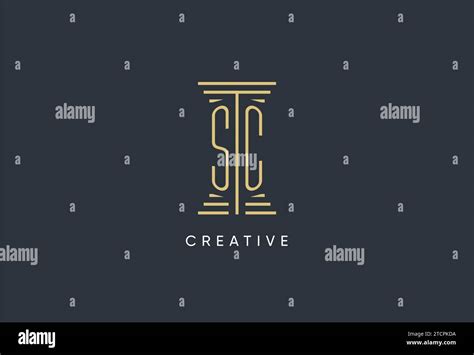 Sc Initial Monogram With Pillar Shape Logo Design Inspiration Stock