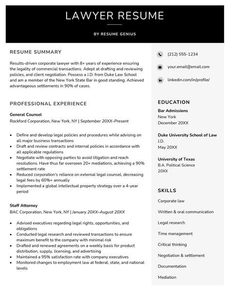 4 Lawyer Resume Examples & Writing Guide for 2024