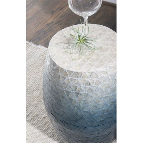 Linon Home Decor Prianna Ombre Capiz Mosaic Drum Table PR1102BLU01ASU