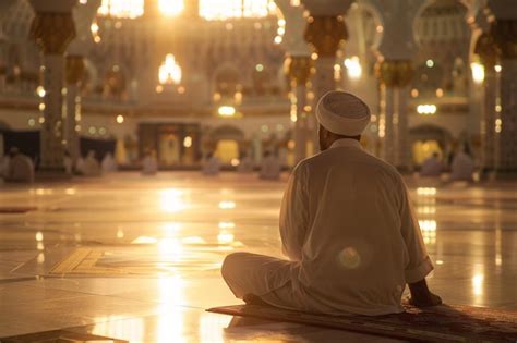 Premium Photo A Man Sits In Front Of A Mosque