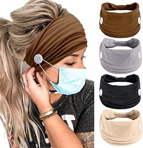 Button For Mask Women Nurses Headband No Slip Elastic Ear