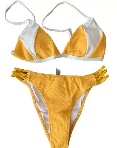 Traje De Baño 2 Piezas Bikini Amarillo Bañador Sexy Oferta