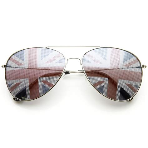 Classic Metal Aviator Great Britain Uk British Flag Novelty Sunglasses Novelty Sunglasses