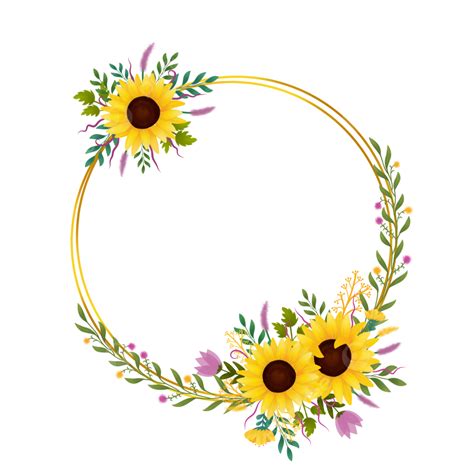 Sunflower Circle Png Transparent Circle Frame With Beautiful Sunflower