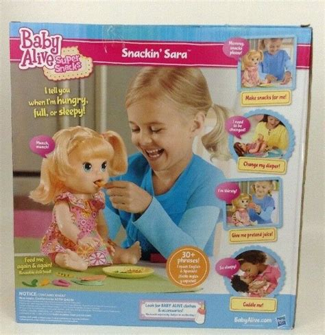 Baby Alive Super Snacks Snackin Sara Brunette Doll Talks Eats Wets Hasbro Baby Alive