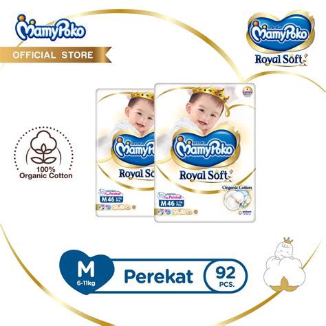 Jual MamyPoko Royal Soft Organic Cotton M 46 Popok Tape 2 Packs