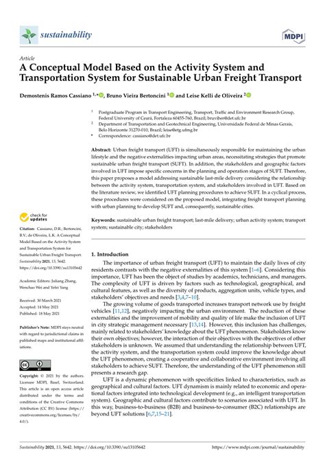 Pdf A Conceptual Model Based On The Activity System And Transportation System For Sustainable