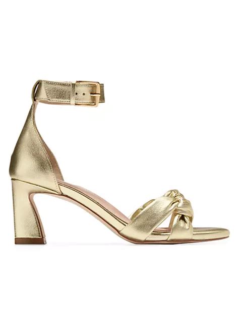 Shop Cole Haan Adella 65mm Braided Strap Metallic Leather Sandals Saks Fifth Avenue