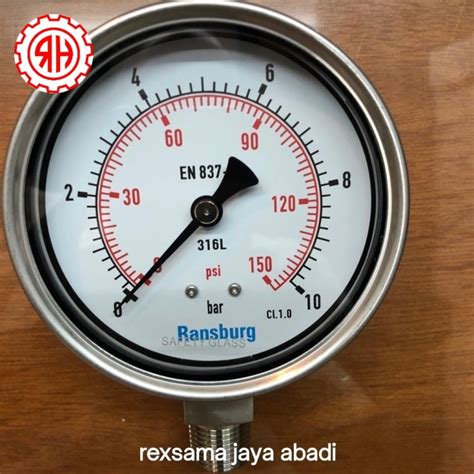 Jual Bar Pressure Gauge Inch Full Ss Rws B L Ransburg