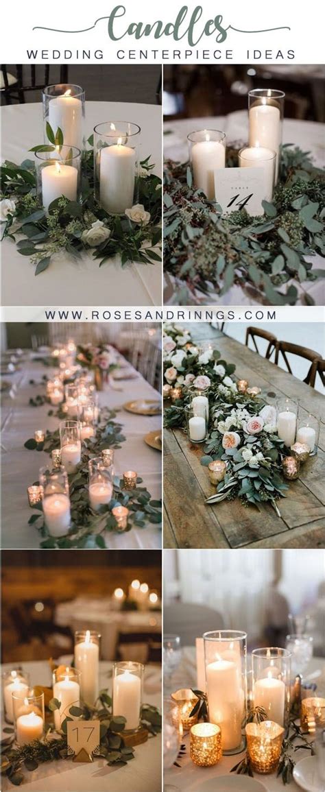 Wedding Centerpieces With Candles And Greenery