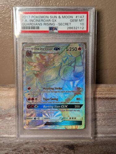 2019 PSA 10 Incineroar GX FA Full Art Secret Rare Rainbow 188 181