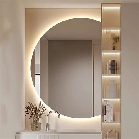 Ukewei Smart Led Bathroom Mirror Cm Half Moon Large Lighted