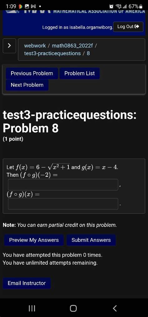 Solved Test3 Practicequestions Problem 8 1 Point Let Chegg