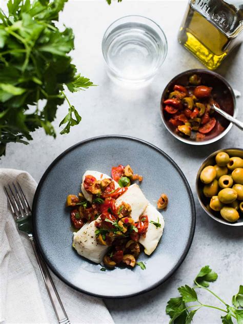 Baked Halibut With Olives And Tomatoes Kitchen Confidante